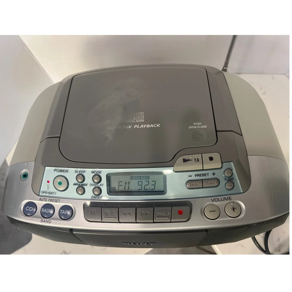 Sony CFD-S01 CD Cassette Boombox AM FM Radio CD-R/RW Mega Bass Tested Works